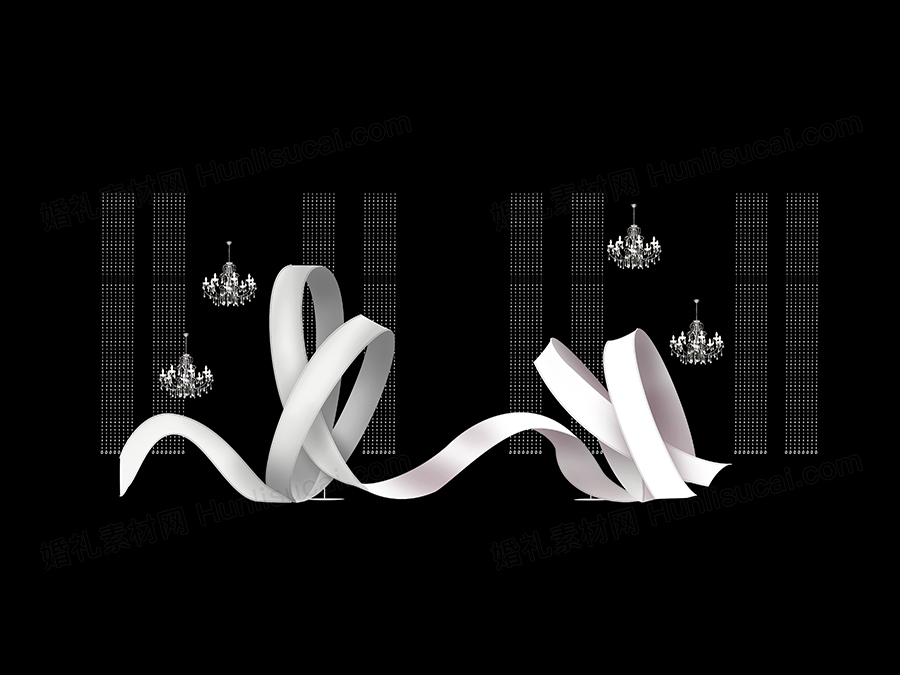 韩式水晶白色弧度造型水晶灯婚礼手绘素材psd分层自由曲线婚礼 - 婚礼素材网