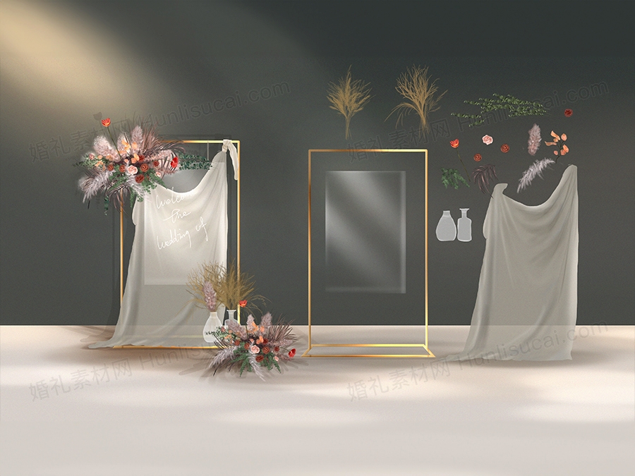 画架指示牌水牌木架婚礼设计效果图手绘花艺道具摆件PSD设计素材 - 婚礼素材网