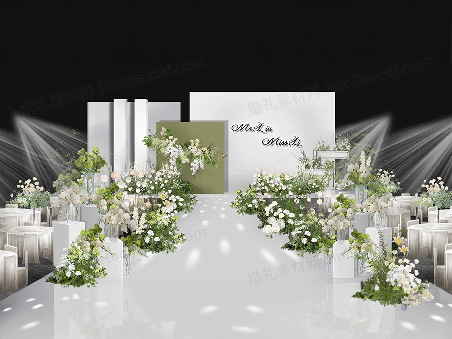 韩式小预算白绿色婚礼迎宾区效果图psd源文件素材PSD婚礼 - 婚礼素材网