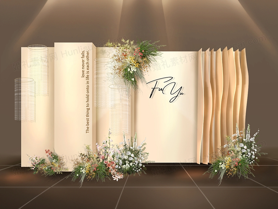 泰式香槟色绿色迎宾高级简约婚礼psd分层源文件图设计素材 - 婚礼素材网