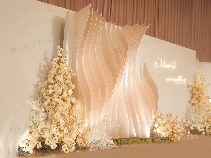 香槟婚礼设计效果图舞台迎宾留影区背景墙手绘KT板素材PSD源文件 - 婚礼素材网