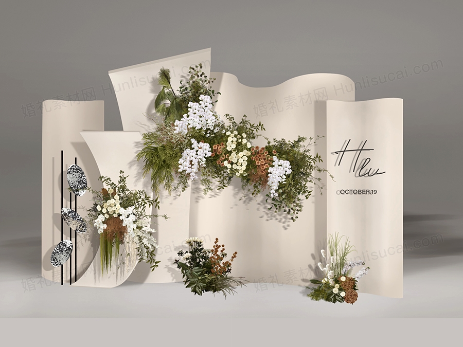 浅香槟色泰式简约圆形反光板装饰婚礼设计效果图素材psd源文件 - 婚礼素材网