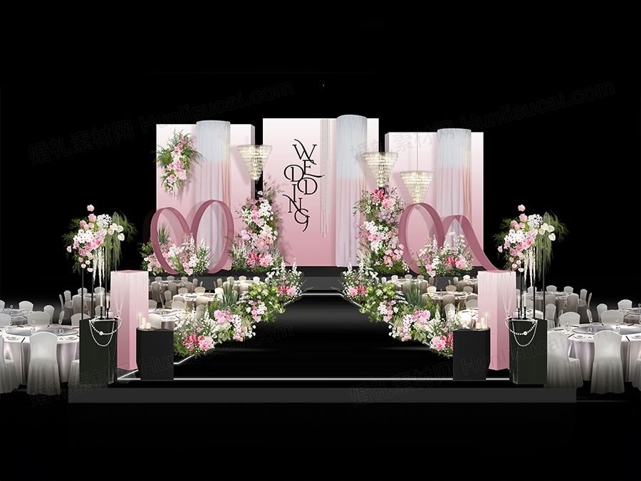 粉色渐变创意小众高端婚礼设计效果图方案素材psd源文件 - 婚礼素材网
