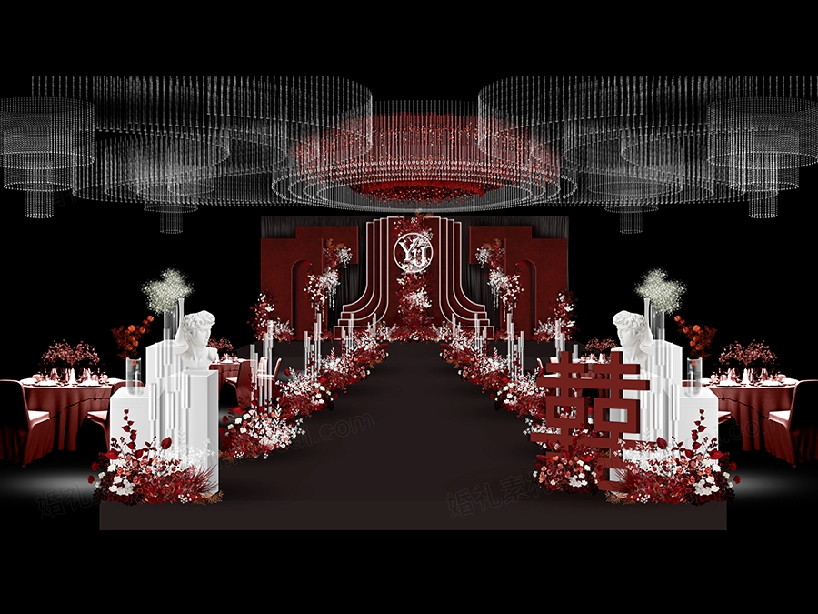 深红色酒红色简约西式绒布质感背景婚礼设计效果图背景素材psd - 婚礼素材网