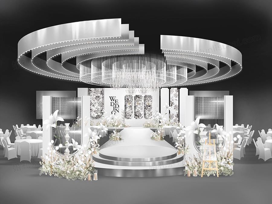 银白色高端INS简约韩式闪光婚礼设计效果图背景方案素材psd - 婚礼素材网