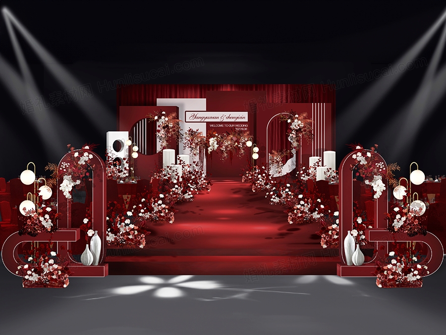 红白色简约风格欧式婚礼设计效果图素材psd源文件 - 婚礼素材网