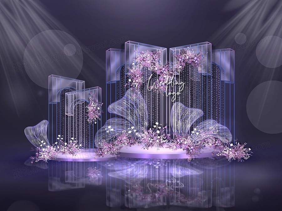 紫色婚礼手绘铁艺阳光板道具布置搭配方案效果图设计素材psd - 婚礼素材网