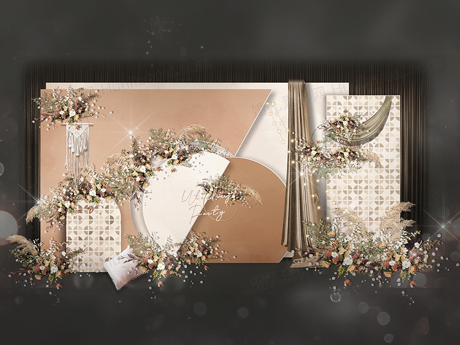 咖啡色泰式展示区婚礼设计婚庆效果图布置设计方案素材psd - 婚礼素材网