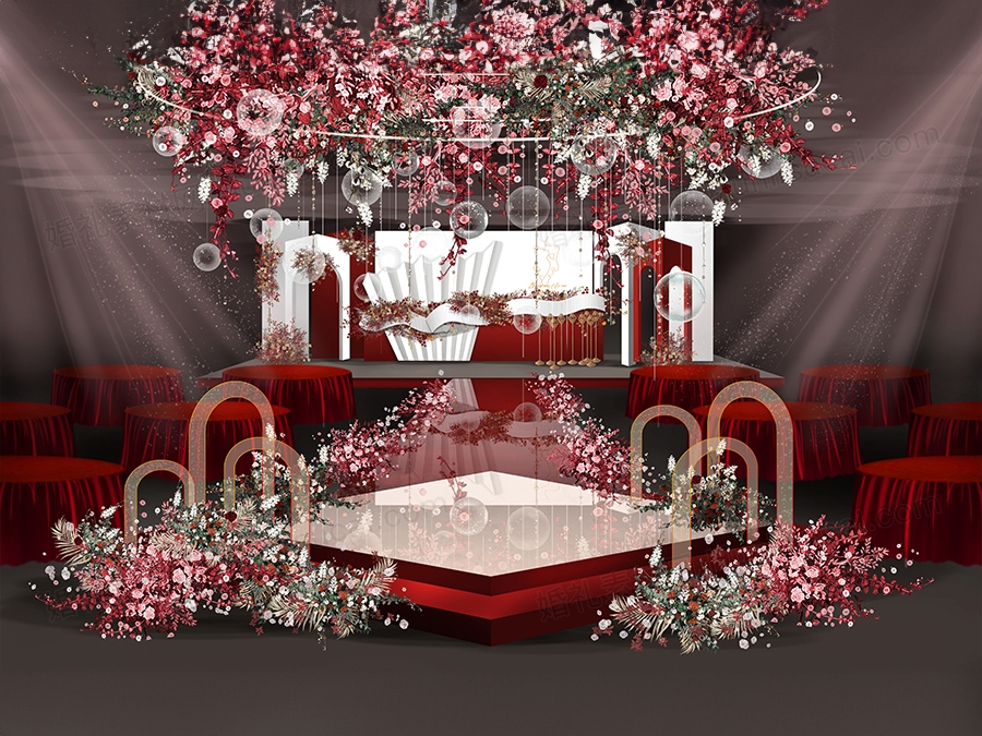 红白色简约喜庆西式瓦楞纸背景创意婚礼设计婚庆效果图素材psd - 婚礼素材网