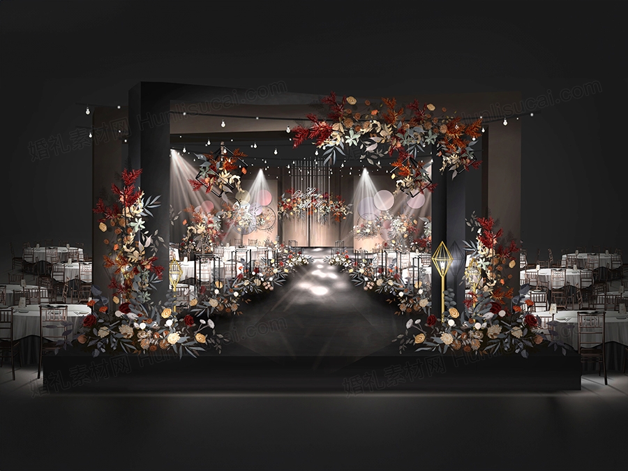 深咖啡色高端创意复古婚礼设计婚庆舞台效果图创意背景素材psd - 婚礼素材网